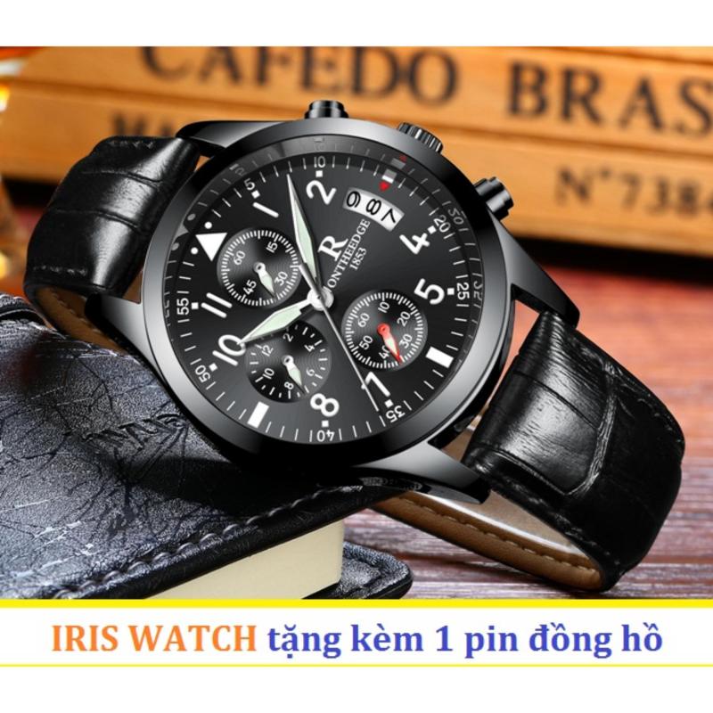 Nơi bán Đồng hồ nam dây da R-Ontheedge 6 kim quay (Mặt đen sapphire)