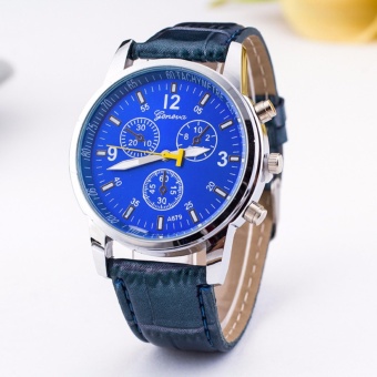 Đồng hồ nam dây da tổng hợp Geneva GE009-1 (xanh)  