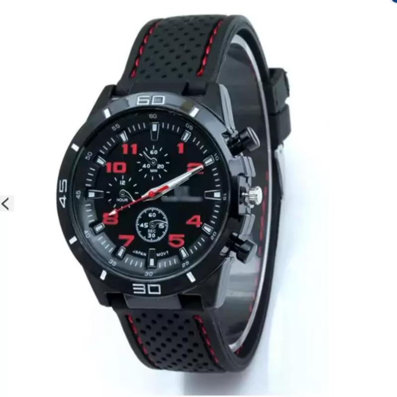 Đồng hồ nam dây silicon GT - PGH001 (Đen phối đỏ) bán chạy