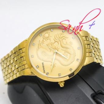 Đồng hồ nam dây thép Baishuns mặt rồng S6910(Vàng)  