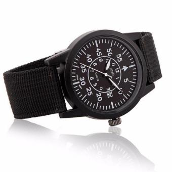 Đồng hồ nam dây vải nhập khẩu SINO JAPAN MOVT(Dây đen mặt đen)  