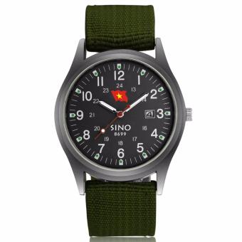 Đồng hồ nam Sino Japan S8699 dây vải quân đội cao cấp bản đặc biệt - xanh lá + Tặng...
