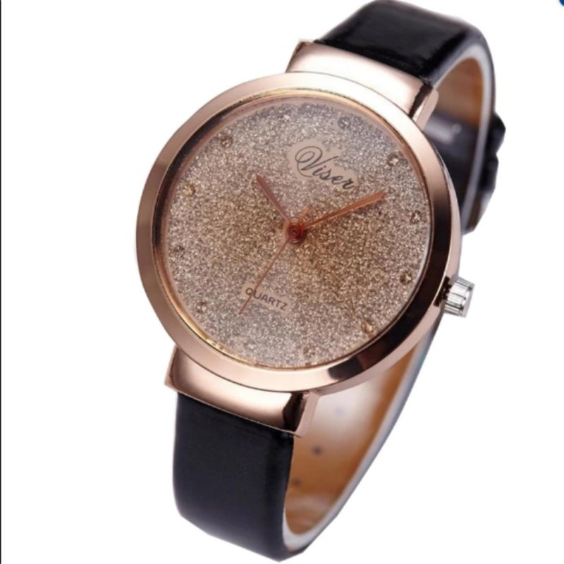 Giá bán Đồng hồ nữ dây da cao cấp Mcy Kcy KS063 Kim Tuyến (Dây Đen)