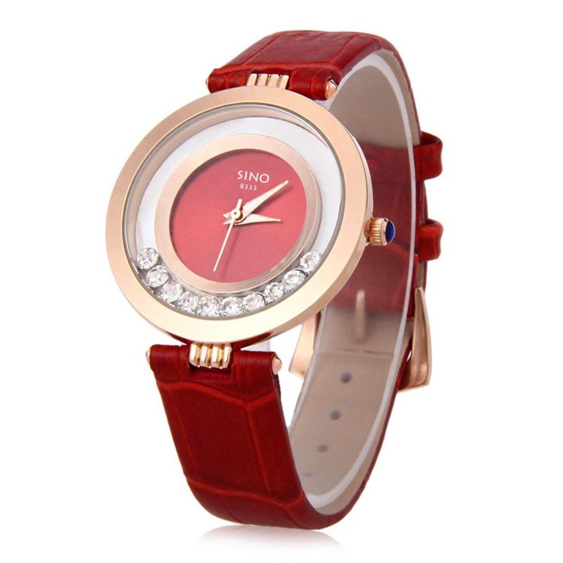 Giá bán Đồng hồ nữ dây da đá chạy cao cấp Sino Japan S8333 - Màu hồng