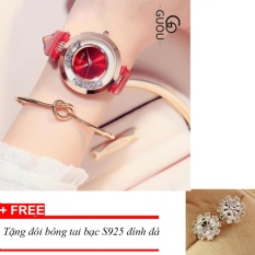 Nơi Bán Đồng hồ nữ dây da thời trang đá lăn GUOU – tặng vòng tay pha lê   ST-Store