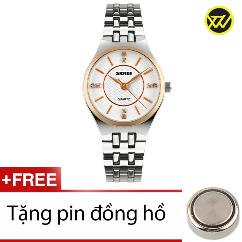 Nơi bán Đồng hồ nữ dây kim loại Skmei XTW SKM0189A Trắng + Tặng 1 pin đồng hồ