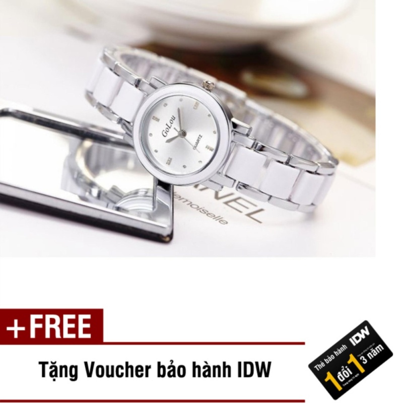 Nơi bán Đồng hồ nữ dây kim loại thời trang Golou IDW 7172 (Trắng) + Tặng kèm voucher bảo hành IDW