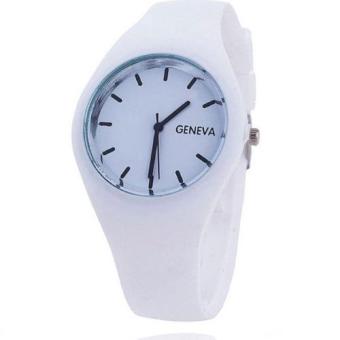 Đồng hồ nữ dây silicon cao cấp Geneva 6081 (Trắng)  