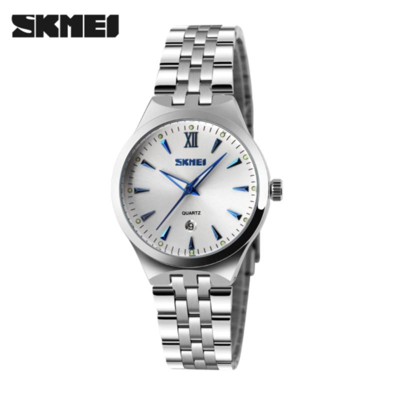 Giá bán Đồng hồ nữ dây thép không gỉ Skmei 9071 (Trắng phối xanh)