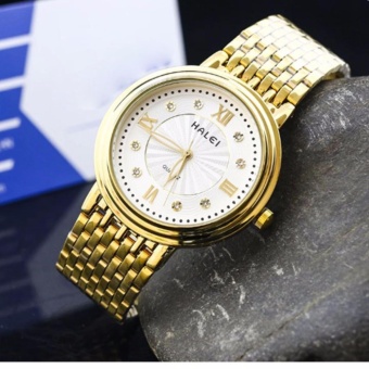 Đồng hồ nữ Halei 502 dây thép màu vàng chống nước - N1886  