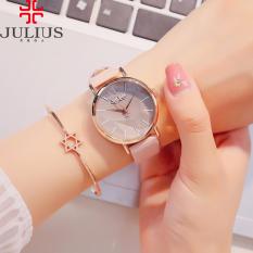Giảm Giá Đồng hồ nữ JULIUS Hàn Quốc JA985 dây da hồng kem   EBUZ
