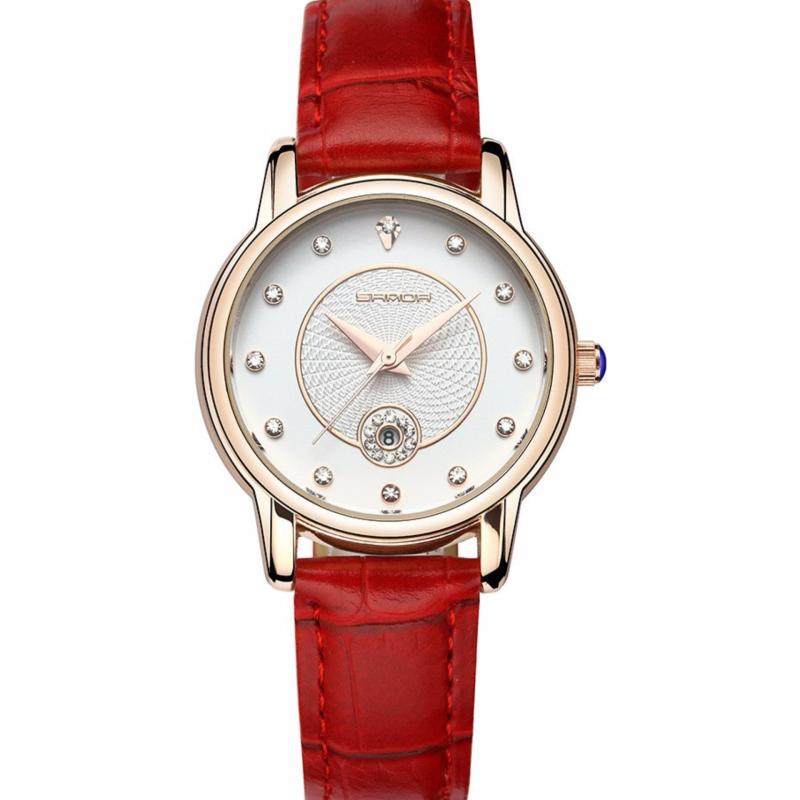 Đồng hồ nữ SANDA Japan Movt dây da cao cấp P198 - dây đỏ + Tặng kèm vòng tay bán chạy