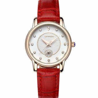 Đồng hồ nữ SANDA Japan Movt dây da cao cấp P198 - dây đỏ + Tặng kèm vòng tay  