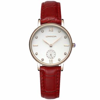 Đồng hồ nữ SANDA JAPAN SA02 đính đá- dây đỏ, tặng kèm dây chuyền tỳ hưu thạch anh  