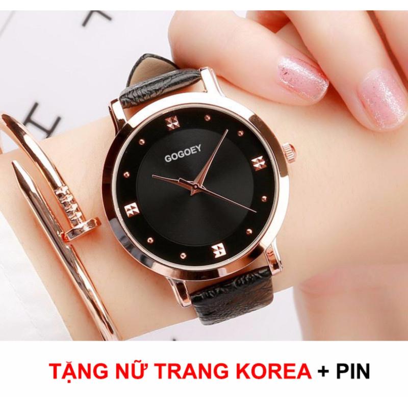 Giá bán Đồng hồ nữ thời trang giá rẻ GoGoEy 320i dây da sang trọng + TẶNG VÒNG ĐEO TAY