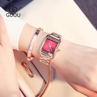 Đồng hồ nữ thương hiệu GUOU mặt vuông,dây thép đẳng cấp ST-8166  