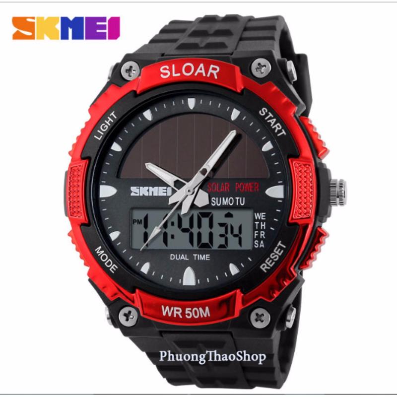 Đồng hồ thể thao Skmei 1049 đồng hồ đeo tay chống thấm nước pin năng lượng mặt trời(đỏ) bán chạy
