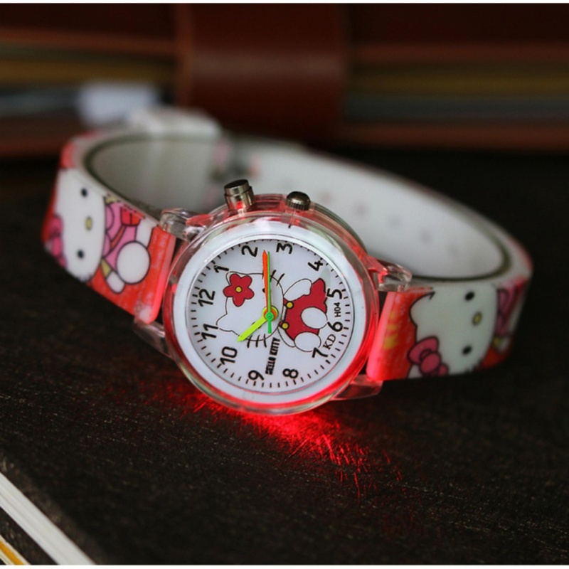 Đồng hồ tuyệt đẹp cho bé gái có đèn led TTP-hello kitty 2019 bán chạy