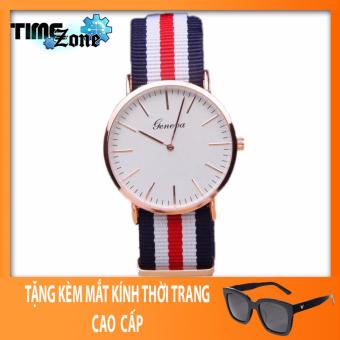 Đồng hồ Unisex dây vải cao cấp TimeZone Genava Nato Fashion Boy (Tứ Sọc) + Tặng Kèm Mắt Kính Thời...