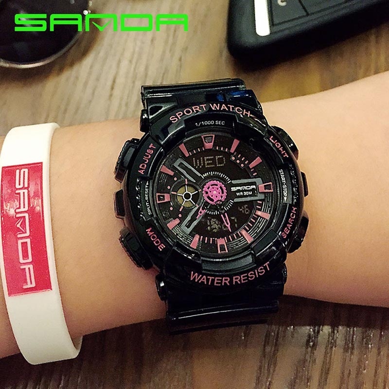 Fashion Colorful Jelly Multifunction Student Sport Watch LED Digital Dual Display Waterproof Woman Watch - intl bán chạy