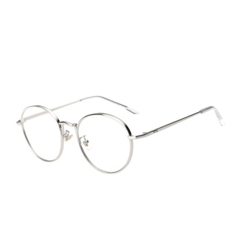 Female Common Glasses Flat Circle Round Metal Sunglasses(Silver) - intl  