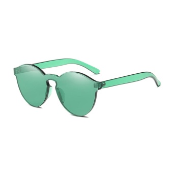 Female Frameless Clear Conjoined Lenses Colorful Trendy Chic Sunglasses(Green)-one size - intl  