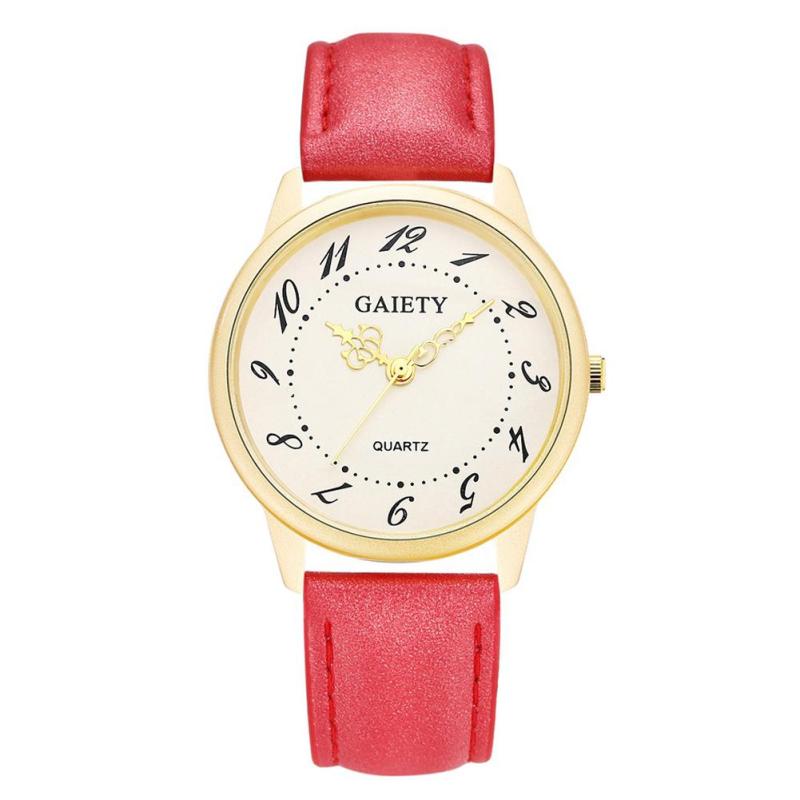 Gaiety Brand Leather Strap Gold Dial Quartz Casual Dress Watch
(Red) - intl bán chạy