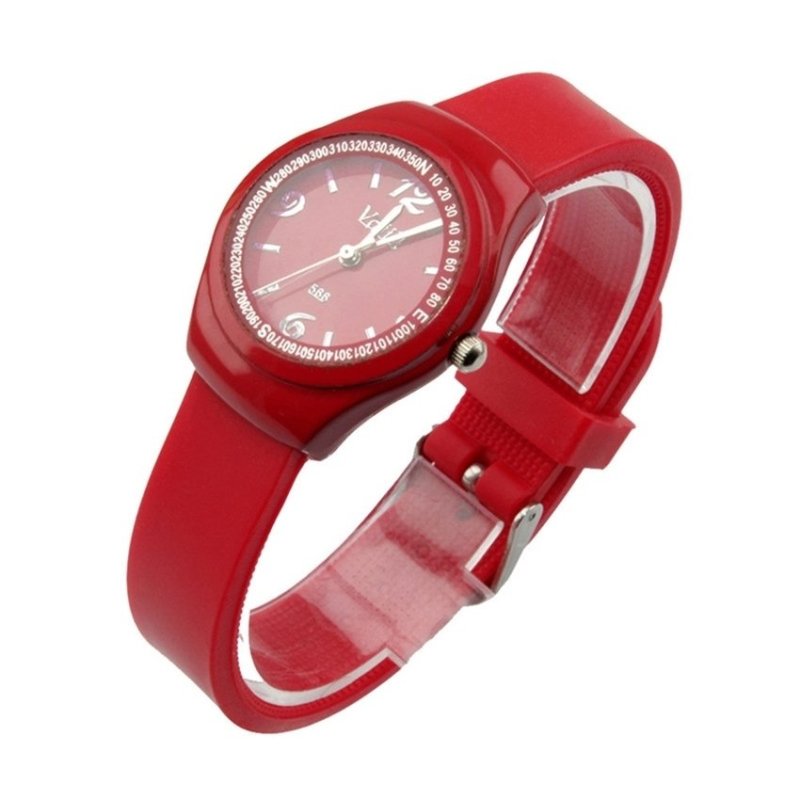 HKS Candy Color Distinctive Silicone Strap Womens Sporting Quartz Wrist Watch (Red) - intl bán chạy
