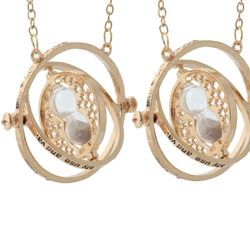 Honeymore 2pcs Punk Retro Harry Potter Time Chain Rotating Spins Hourglass Time Turner Pendant Necklace - intl