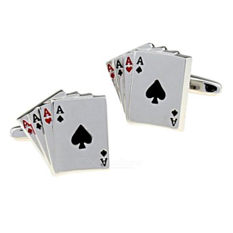 Jewelry Brass Material Modelling Of Four A Poker Cufflinks - Silver + Silver + Multicolor (Pair) - intl  