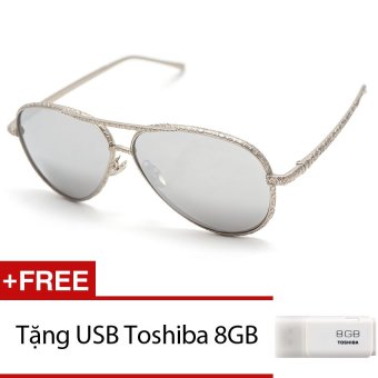 Kính mát nam - nữ MKH 6820 (Trắng tráng gương). + Tặng 1 USB Toshiba 8GB  