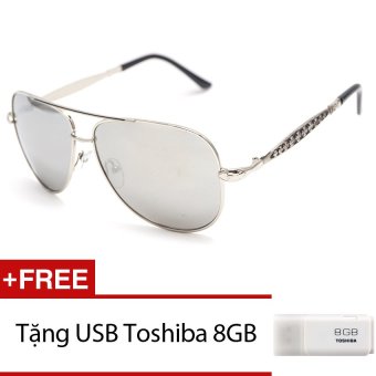 Kính mát nam nữ MKH 7074 (Trắng tráng gương) + Tặng 1 USB Toshiba 8GB  