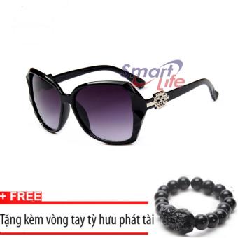 Kính mát nữ Sino sành điệu S1046 đen+Tặng kèm vòng tay thạch anh tỳ hưu đen  