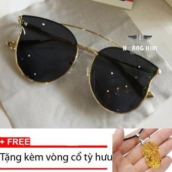 Kính mát nữ thời trang Sino S2017 màu đen+Tặng kèm vòng cổ tỳ hưu vàng  