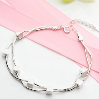 Lắc Tay Nữ Hạt Vuông Hai Vòng Xinh Xắn Dễ Thương HHN-SL25(Bạc) April 2018 - 3 Lắc tay nữ hạt vuông hai vòng xinh xắn dễ thương HHN-SL25(Bạc) - 3