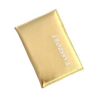 Men Passport Holder Travel Light Pu Leather Gold - intl