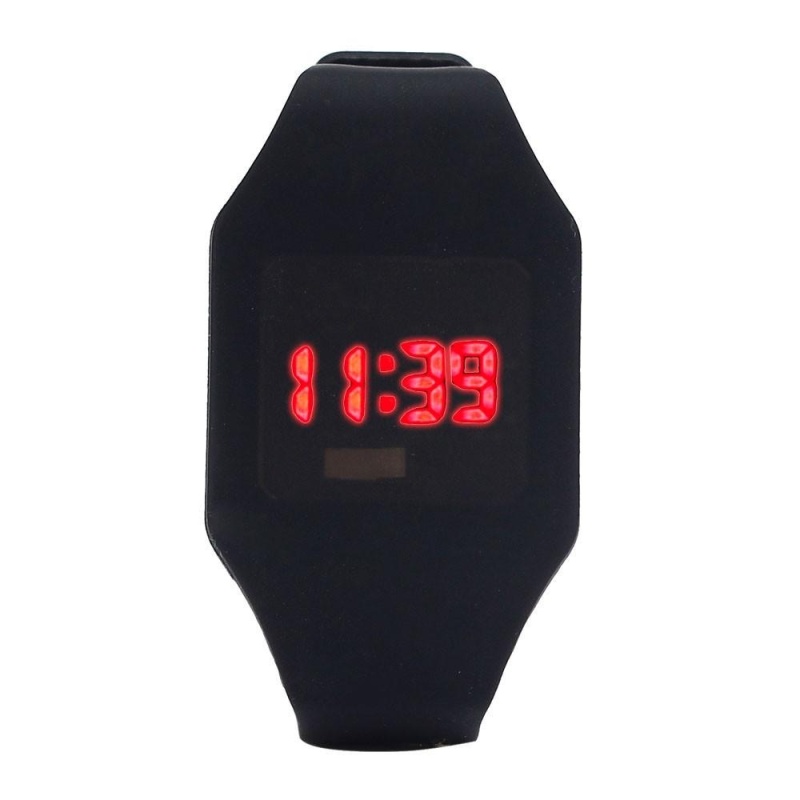 Giá bán Mens Womens Silicone LED Watch Sports Bracelet Digital Wrist Watch BK - intl