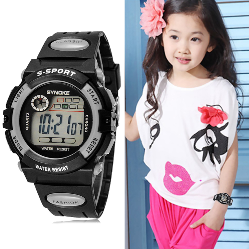 Nơi bán Multifunction Waterproof Child Boy Girl Sports Electronic Wrist Watch Grey - intl