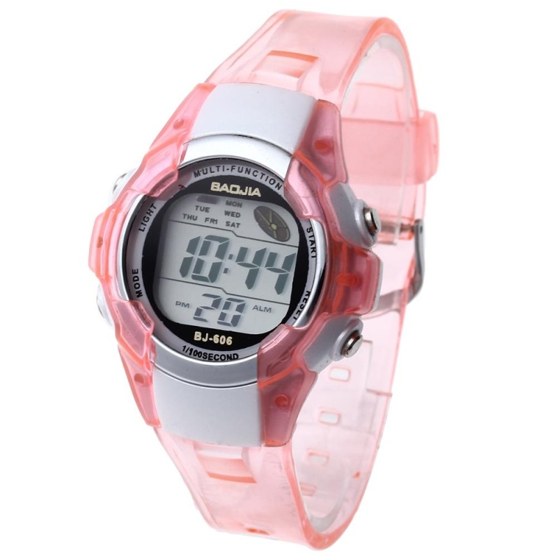 New LED Digital Alarm Clock Sport Children Boy Girl Watch Pink Band - intl bán chạy