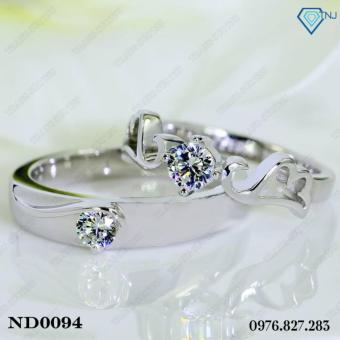 Nhẫn đôi nhẫn cặp bạc đẹp đôi cánh tình yêu ND0094  