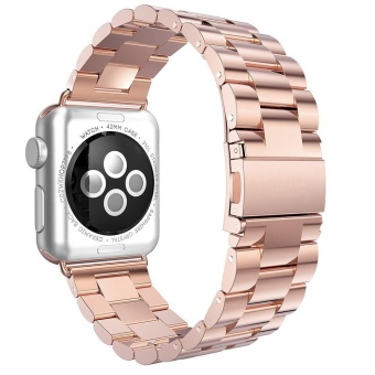 niceEshop Apple Watch Band, Solid Stainless Steel Replacement Strap Polished Metal Watchband With Folding Clasp For Apple Watch 38mm Rose...