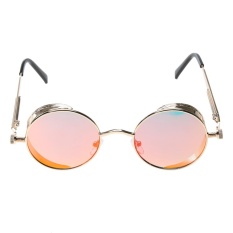 Báo Giá Punk Vintage Metal Round Punk Sunglasses (Gold Frame Red Quicksilver) – intl   crystalawaking