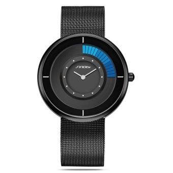SINOBI 9703 Creative Ultra-thin Rotate Dial Men Women Fashion Mesh Strap Wrist Watches Black - intl  