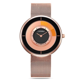 SINOBI 9703 Creative Ultra-thin Rotate Dial Men Women Fashion Mesh Strap Wrist Watches Gold - intl  