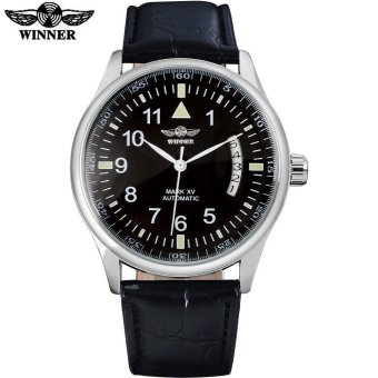 TWINNER fashion brand men mechanical watches leather strap casual men's automatic silver case watches male wristwatches relojes - intl  