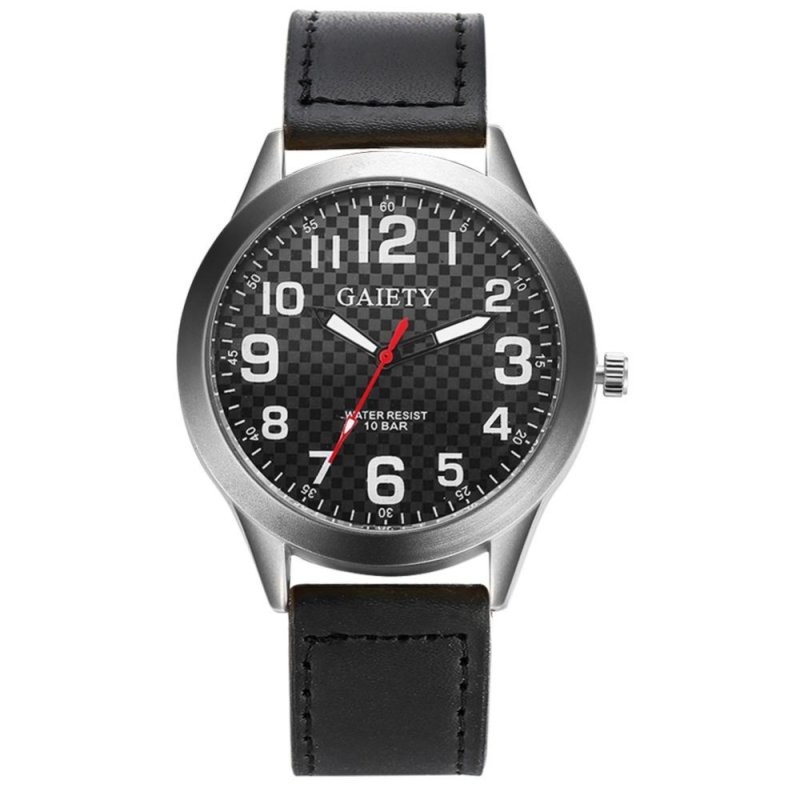 Unisex Luxury Leather Quartz Business Clock Dress Watch (Black) -
intl bán chạy
