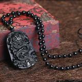 Vòng cổ nam đá phong thuỷ mặt linh vật rồng đen TPO717 - tặng vòng đá đen