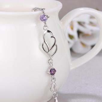 Vòng Tay Nữ Bạc Trái Tim Đá Zircon SPB-S004 (Tím) June 2018 - 2 Vòng Tay Nữ Bạc Trái Tim Đá Zircon SPB-S004 (Tím) - 2