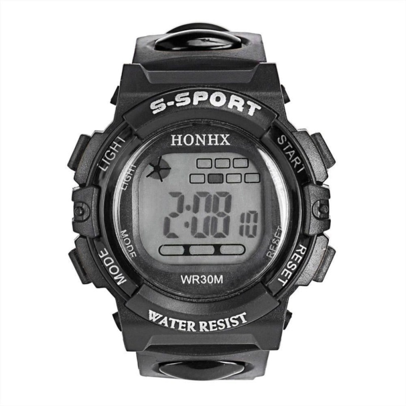 Waterproof LCD Date Rubber Sport Digital Wristwatch (Black) - intl bán chạy