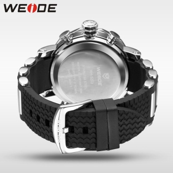 WEIDE Men Military Stainless Steel LCD Digital Men's Clock Quartz Wristwatch Waterproof Multi-function WH5203 Black Blue - intl  